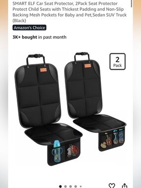 Black Car Seat Protectors with Storage Pockets - 2 Pack (NEW IN PACKAGING)